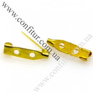 Основа для броши 20*5*5 мм булавка железная 2 отверстия 2 мм золото