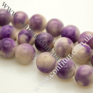 Бусины 10 мм натуральный белый нефрит круглый окрашенный фиолетовый, отв. 1 мм