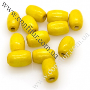 Бусины 12*8 мм Деревянные овальные желтые, отв. 3 мм
