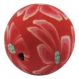 Бусины 18 мм полимерная глина ручной работы, красные, отв. 2,5 мм