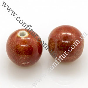 Бусины 16 мм Фарфор ручная работа круглые темно-красные, отв. 2 мм