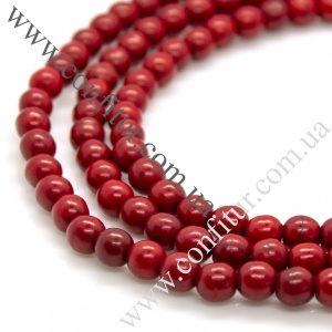 Бусины 6 мм Говлит синтетический камень круглые красные, отв. 1 мм