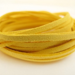 Шнур замшевый 3 мм толщина, 1,4 мм ширина, цвет: желтый, 90 м катушка