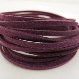 Шнур замшевый 2,5 мм толщина, 1,4 мм ширина, цвет: фиолетовый, отрез 1 метр
