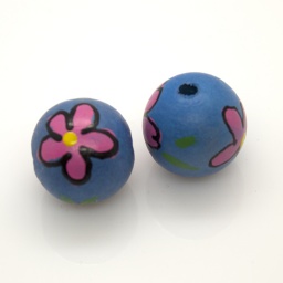 Бусины Деревянные 20 мм, Окрашенные, Круглые, Голубые