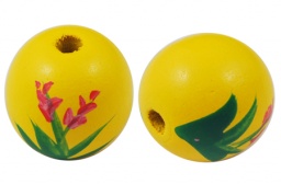 Бусины Деревянные 20 мм, Окрашенные, Круглые, Желтые