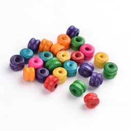 Бусины Деревянные 6х5 мм, Окрашенные, Колонка, Микс цветов