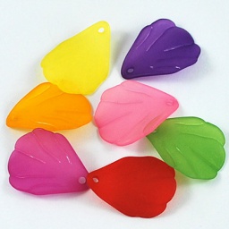 Прозрачные акриловые подвески, 26*19*3 мм, лист, микс цветов, Отв. 2 мм