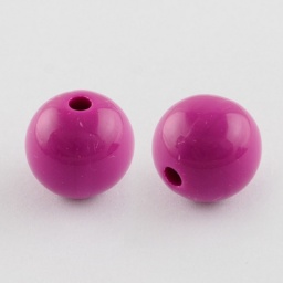 Бусины акриловые 14 мм непрозрачные, круглые, темно-розовые, отв. 3 мм