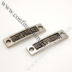 Коннектор 9,5*35*2 мм прямоугольник тибетский стиль Best Friend платина, отв. 3 мм