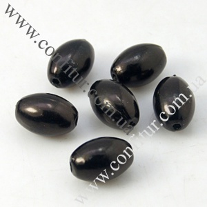 Бусины 11*7,5 мм Акриловые имитация жемчуга рис черные, отв. 1 мм