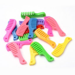 Подвески 56*19*6 мм акриловые непрозрачные, расческа, разноцветные, отв. 3,5 мм