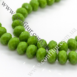 Бусины 8*6 мм Стекло имитация нефрита граненые рондель желто-зеленые, отв. 1 мм