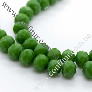 Бусины 8*6 мм Стекло имитация нефрита граненые рондель зеленые, отв. 1 мм