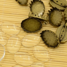 Основа для броши 26х19 мм, булавка с основой 18*25 мм и стеклом, тибетский стиль, античная бронза