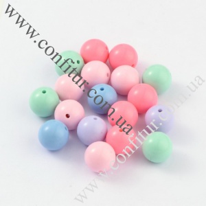 Бусины 20 мм Акрил непрозрачные круглые разноцветные, отв. 3 мм