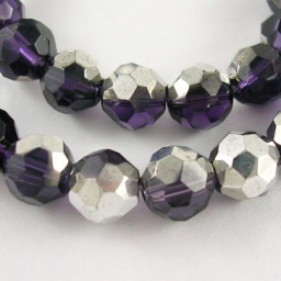 Бусины 8 мм стеклянные с серебристым покрытием, круглые, граненые, травяные, отв. 1 мм