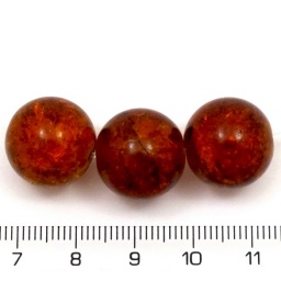 Бусины 16 мм стеклянные, кракле, круглые, Цвет: янтарный, отв. 1 мм