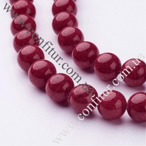 Бусины 10 мм Нефрит натуральный камень круглые темно-красные, отв. 1 мм