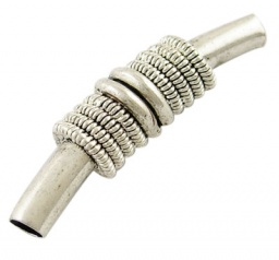 Бусины фурнитурные 40*9 мм трубочки изогнутые, античное серебро, отв. 4 мм