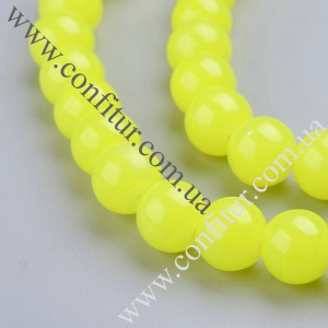 Бусины 8 мм Стеклянные имитация нефрита круглые лимонные, отв. 1,3~1,6 мм