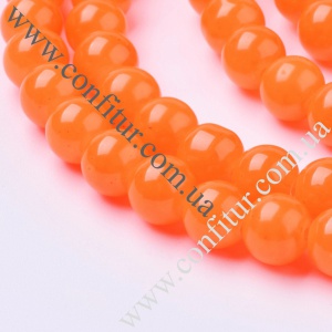 Бусины 8 мм Стеклянные имитация нефрита круглые томат, отв. 1,3~1,6 мм