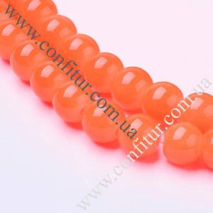Бусины 6 мм Стеклянные имитация нефрита круглые томат, отв. 1,3~1,6 мм