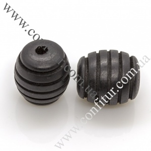 Бусины 25*22 мм Дерево бочонок черные, отв. 6 мм