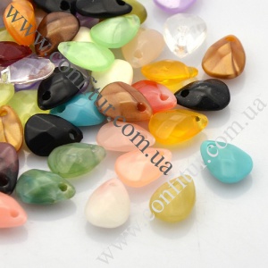 Подвески 10*7*4 мм Акрил граненые капля разноцветные, отв. 1,5 мм