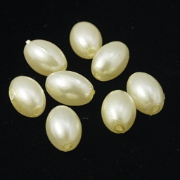 Бусины 11*7,5 мм акриловые, имитация жемчуга, рис, Цвет: бежевый, отв. 1 мм