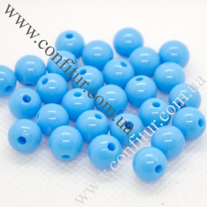 Бусины 8 мм акриловые круглые непрозрачные голубые, отв. 1,5 мм