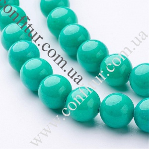 Бусины 10 мм Нефрит натуральный камень круглые темно-зеленые, отв. 1 мм