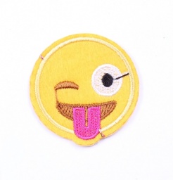 Нашивка тканевая "Смайл", Желтый, Размер 45х43 мм