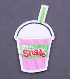 Нашивка тканевая "Коктейль Shake" Розовый, Размер 74х44 мм