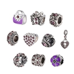 Pandora бусины разных форм и размеров в едином стиле, 10-26Х9-12Х1-10,5 мм, отв. 5 мм, светлый аметист. 23924 