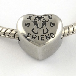Pandora бусины сердце из неражавеющей стали Friends, 11х12х9 мм, отв. 5. 23928