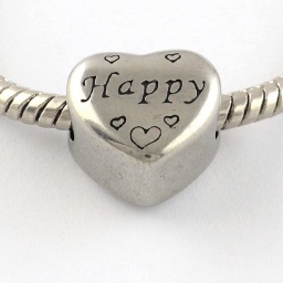 Pandora бусины сердце из неражавеющей стали Happy, 11х12х9 мм, отв. 5. 23929