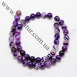 Бусины 10 мм Агат натуральный камень класс А круглые индиго, отв. 1 мм