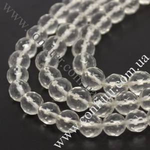Бусины 8 мм Кварц натуральный камень граненые круглые прозрачные, отв. 1 мм