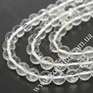 Бусины 8 мм Кварц натуральный камень круглые прозрачные, отв. 1 мм
