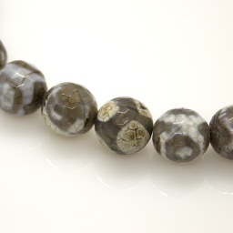 Бусины Агат 12 мм натуральный камень, граненые, круглые, Цвет: серый, отв. 1 мм