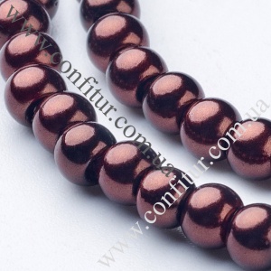 Бусины 4 мм Стекло имитация жемчуга круглые бордово-коричневые, отв. 1 мм