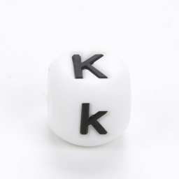 Бусины силикон пищевой, алфавит K 15 мм, отв 2 мм