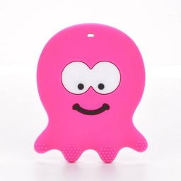 Грызунок силикон пищевой, осьминог 61*77 мм , малиновый