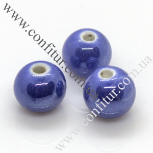 Бусины 11 Фарфор ручная работа перламутровые круглые голубые, отв. 2 мм