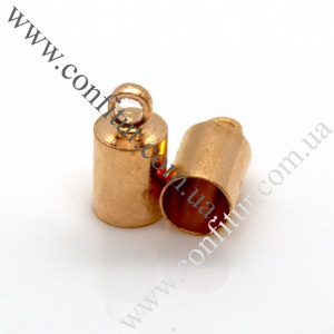 Концевик 10*5 мм для шнура Латунный внутр. диаметр 4,5 мм розовое золото, отв.1 мм