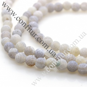 Бусины 6 мм Агат натуральный камень кракле круглые матовые светло-серые, отв. 1 мм