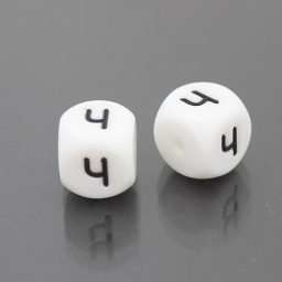 Бусины алфавит, Ч, пищевой силикон, куб, 12 мм, белые, отв. 1,5 мм