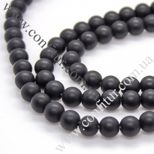 Бусины 8 мм Шунгит синтетический камень круглые матовые черные отв. 1,2 мм