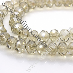 Бусины 12*8 мм Стекло имитация австрийского хрусталя граненые рондель бежевые, отв. 1 мм